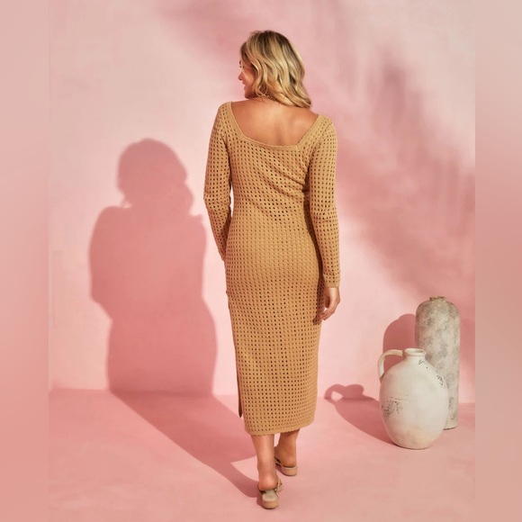 Vici Seychelles Cotton Blend Crochet Knit Midi Dress - Picture 3 of 5